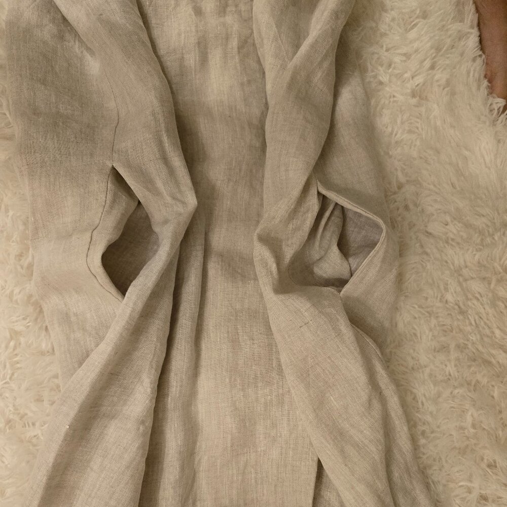 100% Linen Boho square neck X cross back maxi dress w/ pockets - Picture 7 of 9